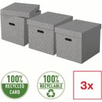 Esselte Krabice úložná - kostka / šedá / 365 x 320 x 315 mm / s otvory / 3 ks – Sleviste.cz