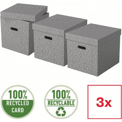 Esselte Krabice úložná - kostka / šedá / 365 x 320 x 315 mm / s otvory / 3 ks – Sleviste.cz