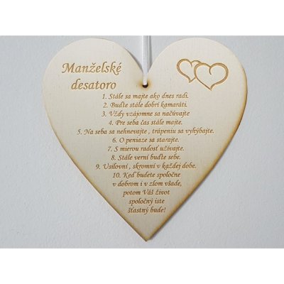 LYMFY | Dřevěná tabulka 17cm-Manželské desatero | přírodní dřevo – Hledejceny.cz