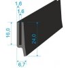 Těsnění válce 00535009 Pryžový profil tvaru "U", 24x6,7/1,6mm, 70°Sh, EPDM, -40°C/+100°C, černý