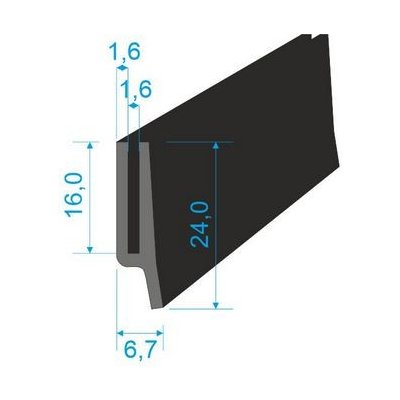 00535009 Pryžový profil tvaru "U", 24x6,7/1,6mm, 70°Sh, EPDM, -40°C/+100°C, černý – Zbozi.Blesk.cz