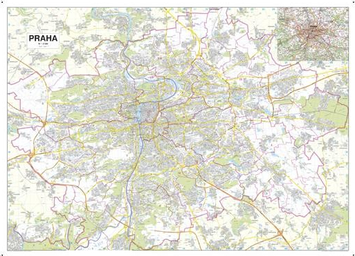 Nástěnné mapy Nástěnná mapa PRAHA velká 152 x 110 cm - lamino + očka -  Seznamzboží.cz