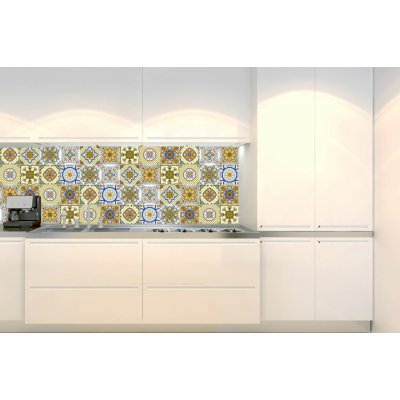 Postershop Samolepící omyvatelná tapeta za kuchyňskou linku - Dlaždice žlutá 180x60 cm – Zboží Mobilmania