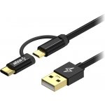 AlzaPower APW-CBM20A20B AluCore 2in1 USB-A to Micro USB/USB-C, 2m, černý – Zboží Mobilmania