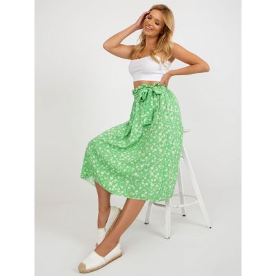 Midi sukně s drobným květinovým potiskem wn-sd-660-1.20-light green – Zboží Mobilmania