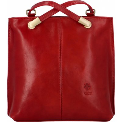 Kožená kabelka-batoh Amanda červená