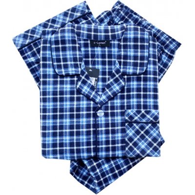 C-lemon pánské pyžamo dlouhé propínací flanelové modré – Zboží Dáma