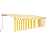 vidaXL Ručně zatahovací markýza s roletou a LED 5 x 3 m žlutobílá – Zboží Mobilmania