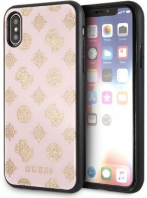 Pouzdro Guess Layer Glitter Peony iPhone X/XS Light růžové