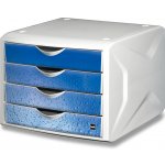 Helit Chameleon H6129634 zásuvkový box 4 zásuvky modrý A4 – Zboží Mobilmania