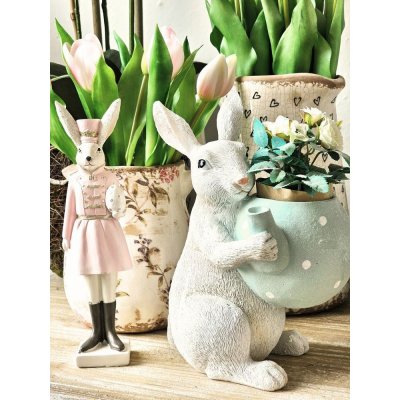 Dekorace králík s květináčkem ve tvaru konvičky 17*17*23 cm – Hledejceny.cz