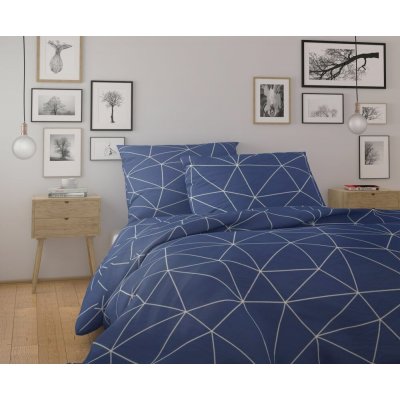 Kvalitex bavlna povlečení NORDIC COLLECTION GRID modré 140x200 70x90 – Zboží Dáma