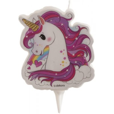 Dekora dortová svíčka Unicorn růžový 2D – Zboží Mobilmania