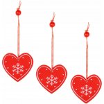 SPRINGOS Vánoční ozdoby Srdce s vločkami sada 3ks – Zboží Dáma