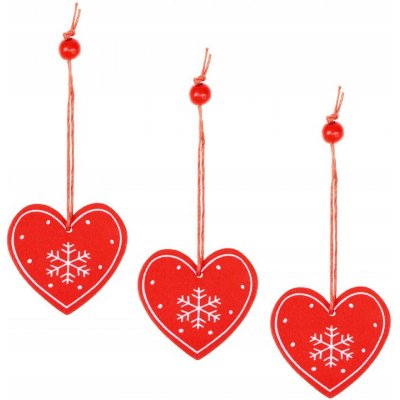 SPRINGOS Vánoční ozdoby Srdce s vločkami sada 3ks – Zboží Dáma