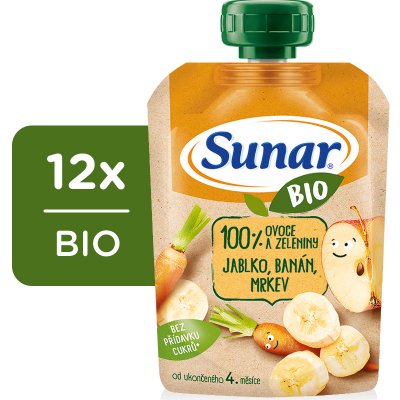 Sunar Bio kapsička Jablko banán mrkev 4m+ 12 x 100 g – Zboží Mobilmania