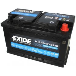 Buy Exide EK800 Stop Start 12V 80Ah 800A AGM VRLA Car Battery VAG