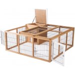 PawHut Dřevěný výběh pro králíky Dinino 123 x 120 x 52 cm – Zboží Mobilmania