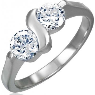 Šperky eshop zásnubní prsten s dvojitým zirkonem s esíčkem D6.14 – Zboží Mobilmania