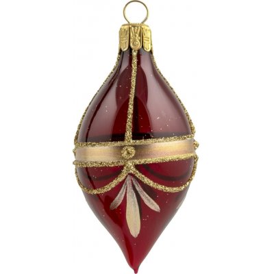 Bella Rose Skleněná vánoční ozdoba Oliva Burgundy Lesk, červená barva, sklo – Zboží Dáma