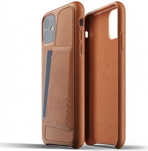 Pouzdro Mujjo Full Leather Wallet iPhone 11 žlutohnědé