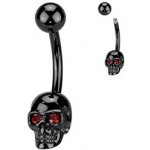 Šperky4U Černý piercing do pupíku lebka WP0096-K – Zboží Dáma