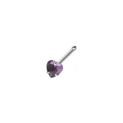 Šperky4U piercing do nosu srdíčko fialový kamínek N01077-A