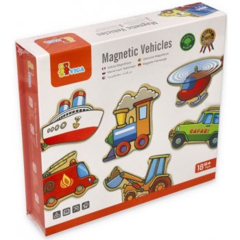 Viga Dřevěné magnety 20 ks dopravní prostředky