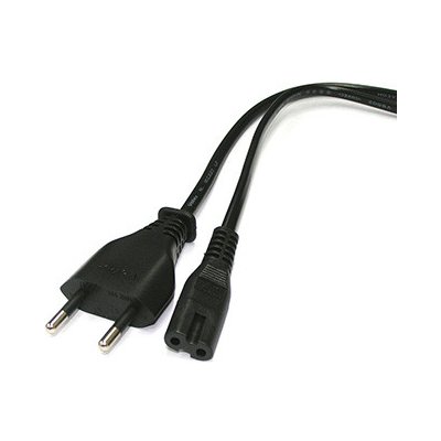 Kabel kabel 230V, vidlice-230V 2pin F, 2m, černý, 2 koncovka