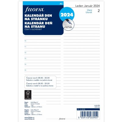 Filofax A5 kalendář 2026 ČJ+SJ den/1 stránka – Zboží Dáma