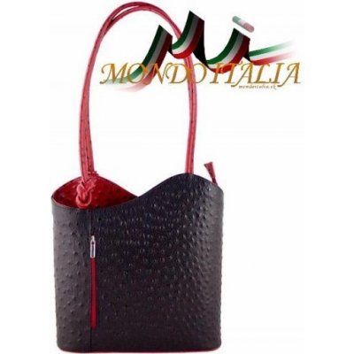 Made In Italy kožená kabelka na rameno batoh 1260 černá+rudá – Zboží Mobilmania
