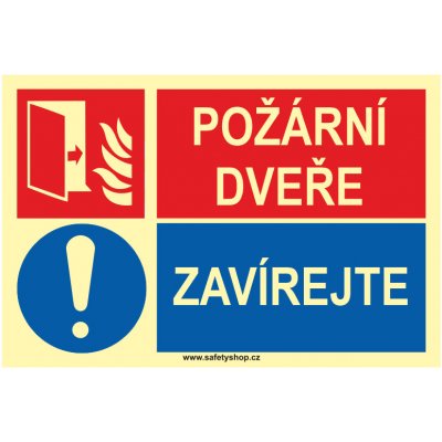Požární dveře - Zavírejte ISO 7010 fotoluminiscenční samolepící vinylová fólie 150x100 mm – Zboží Dáma