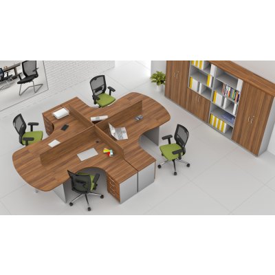 NABYTEK-DESIGNOVY.CZ - ZE 4.12P 19 Sestava kancelářského nábytku Komfort 4.12 ořech/šedá – Zboží Dáma