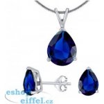 SILVEGO stříbrný set s tmavě modrým křišťálem kapka náušnice a přívěsek JJJS4TM5 – Zboží Mobilmania
