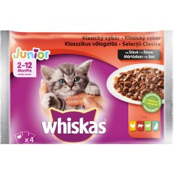 Whiskas Junior kura & hovädzie & jahňa & králik v šťave 4 x 85 g