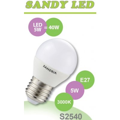 Sandy LED žárovka LED E27 B45 S2540 5W teplá bílá – Hledejceny.cz