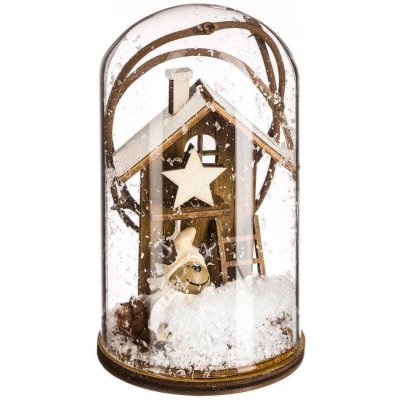 Atmosphera Skleněná kopule s dřevěným ornamentem 12,5 cm vánoční motiv – Zboží Mobilmania