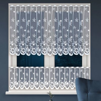 Olzatex žakárová HVĚZDY VITRÁŽ T36134, zimní, vánoční vzor s bordurou, bílá, výška 60cm (v metráži) – Hledejceny.cz