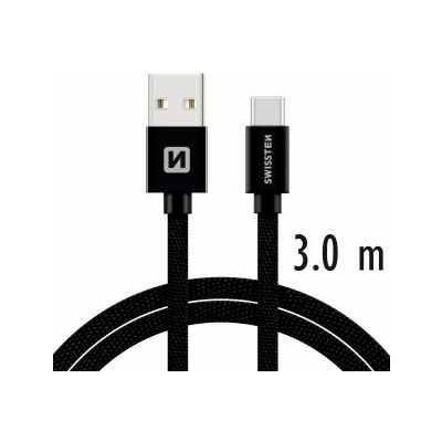 Swissten kabel Textile USB/USB-C 3,0m, černá – Zboží Mobilmania