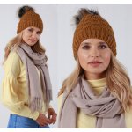 Fashionweek dámská zimní čepice s bambulí flísová podšívka ZIZI-P16 Camel – Hledejceny.cz