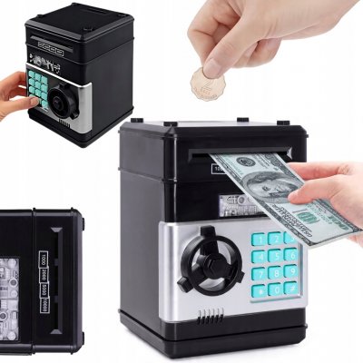 POKLADNIČKA TREZOR BANKOMAT NA BANKOVKY PENÍZE PŘÍSTUPOVÝ KÓD – Zboží Dáma