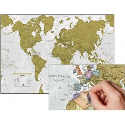 Stírací mapa světa Scratch the World - Mapa bez lišt, dárkový tubus
