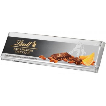 Lindt stříbrný tác Dark pomeranče s mandlemi 300 g