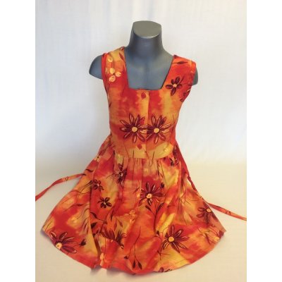 Drahstyl šaty s květy 1 Oranžovočervená