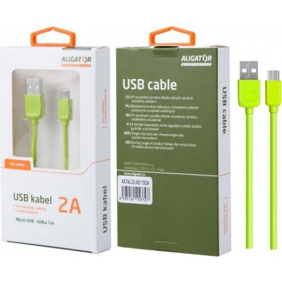 Aligator AS115 MicroUSB 2A, 1m, zelený – Zbozi.Blesk.cz