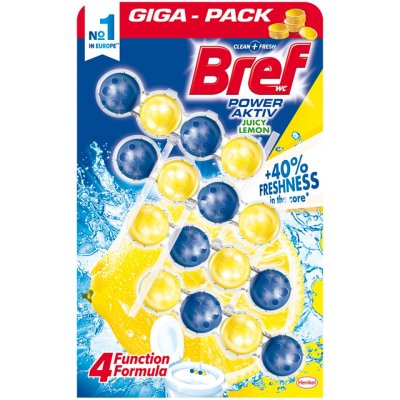 Bref Power Aktiv Juicy Lemon tuhý blok pro WC péči 4 x 50 g – Hledejceny.cz