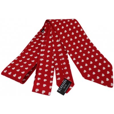 Klukovna kravata s bílými srdíčky červená – Sleviste.cz