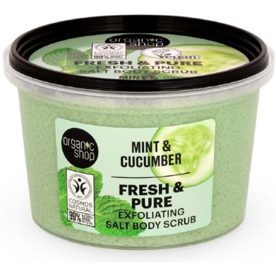 Organic Shop Exfoliating Salt Body Scrub Fresh & Pure Mint & Cucumber 250 ml – Sleviste.cz