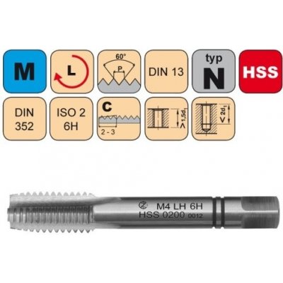 NÁSTROJE CZ Sadový závitník M8x1.25 II LH ISO2 HSS DIN 352 LEVÝ - 0200L – Hledejceny.cz
