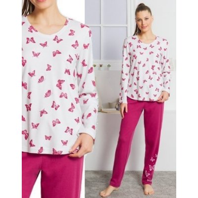 Dámské pyžamo s motýly dlouhé růžová – Zboží Mobilmania